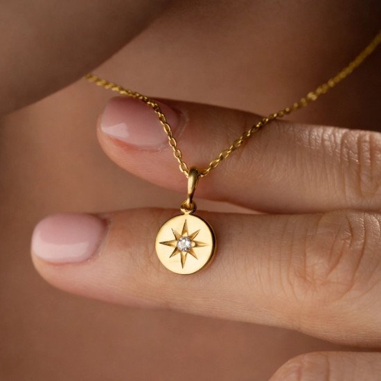 Gümüş Gold Minimal Yıldız Kadın Kolye Gümüş Gold Minimal Yıldız Kadın Kolye