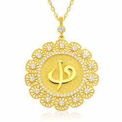 Gümüş Altın Kaplama Elif Vav Bayan Kolye