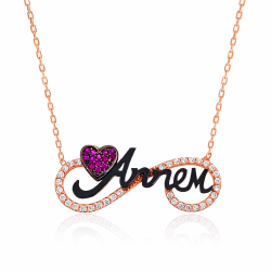 Gümüş Annem Yazılı Sonsuzluk Bayan Kolye