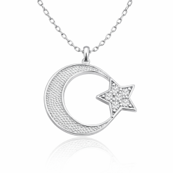 Gümüş Ay Yıldız Kadın Kolye