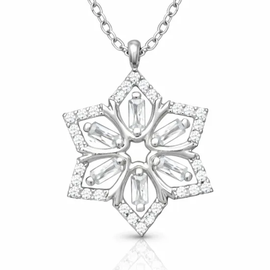 Gümüş Baget Taşlı Çiçek Kadın Kolye