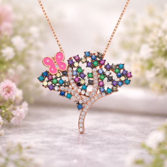 Gümüş Bahar Ağacı Bayan Kolye