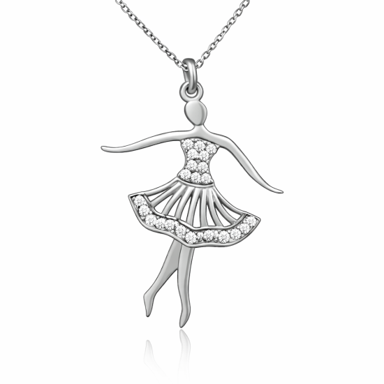 Gümüş Balerin Kadın Kolye