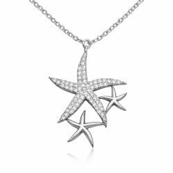 ​Gümüş Beyaz Deniz Yıldızları Bayan Kolye
