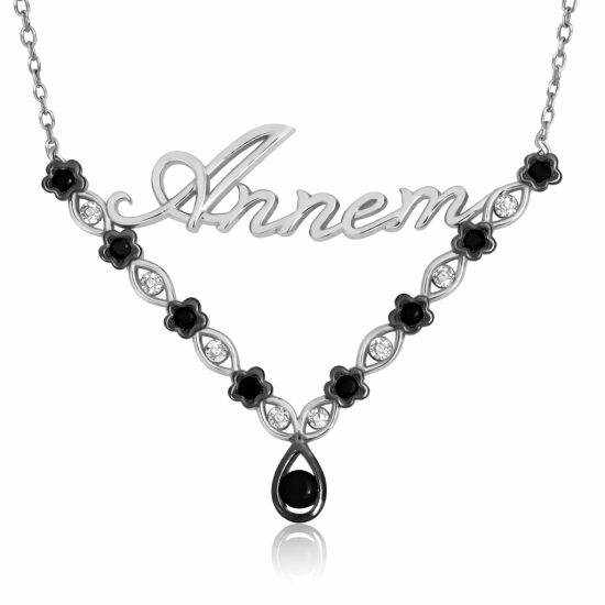 Gümüş Çiçek Annem Bayan Kolye