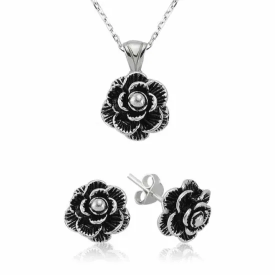 Gümüş Çiçek Bayan Set
