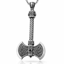 Gümüş Çift Taraflı Balta Kolye