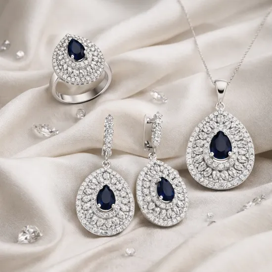 Gümüş Damla Desenli Bayan Set