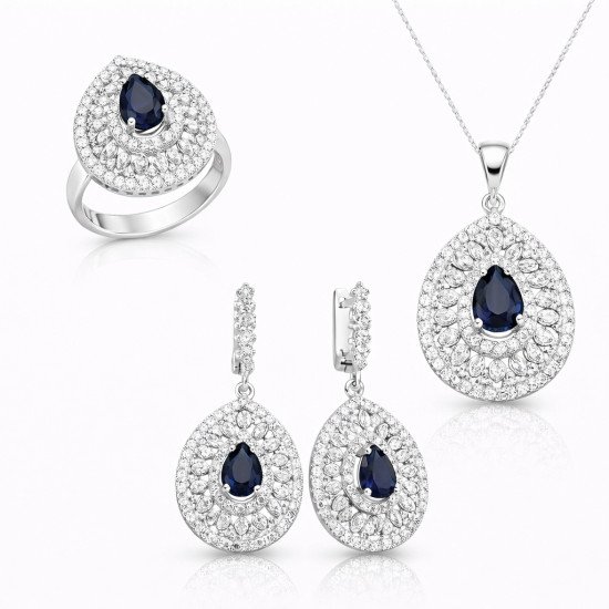Gümüş Damla Desenli Bayan Set
