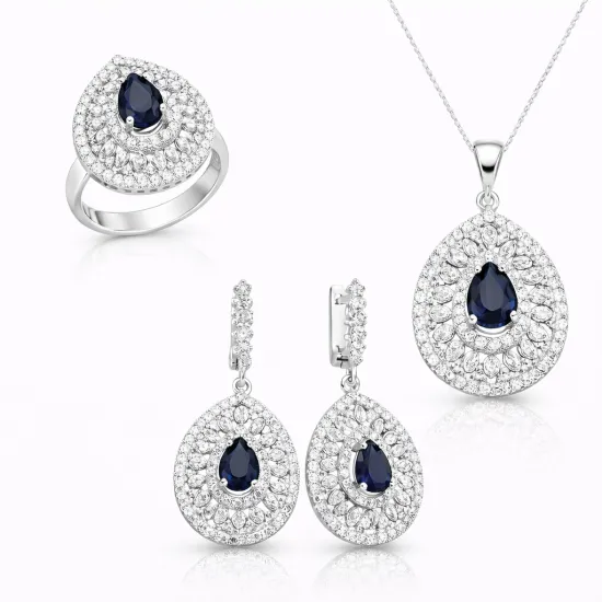 Gümüş Damla Desenli Bayan Set