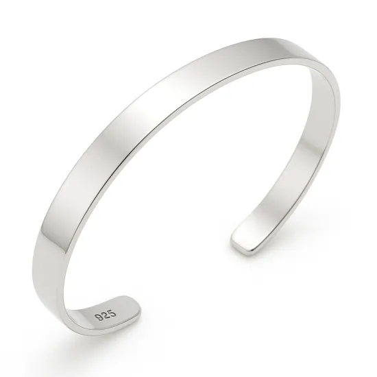 Gümüş Düz Erkek Kelepçe Bilezik Gümüş Düz Erkek Kelepçe Bilezik