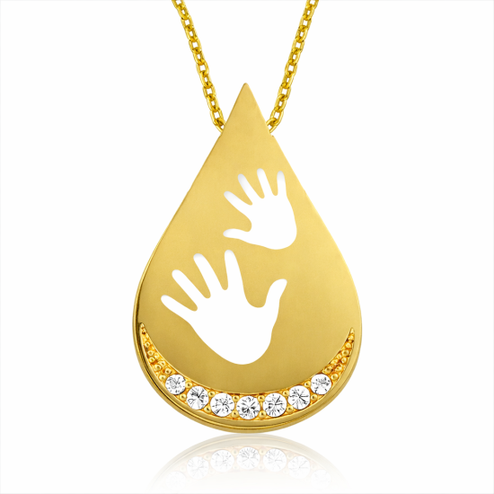 Gümüş Gold Bebek Elleri Bayan Kolye