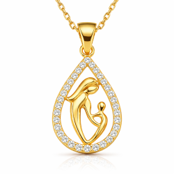 Gümüş Gold Damla Anne Çocuk Kolyesi