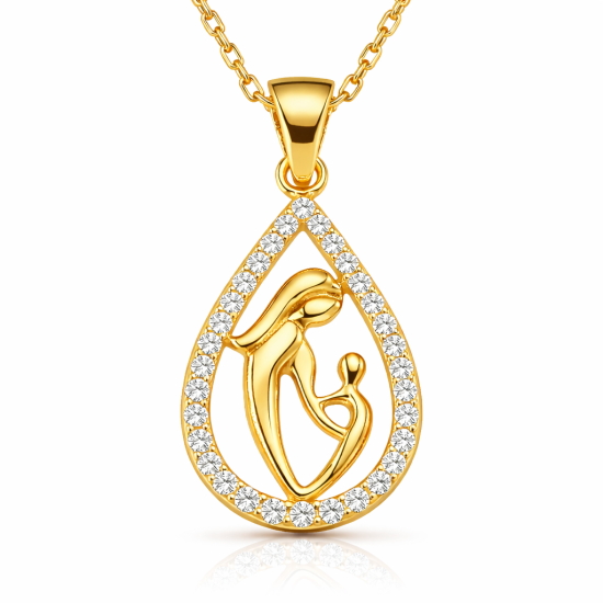 Gümüş Gold Damla Anne Çocuk Kolyesi