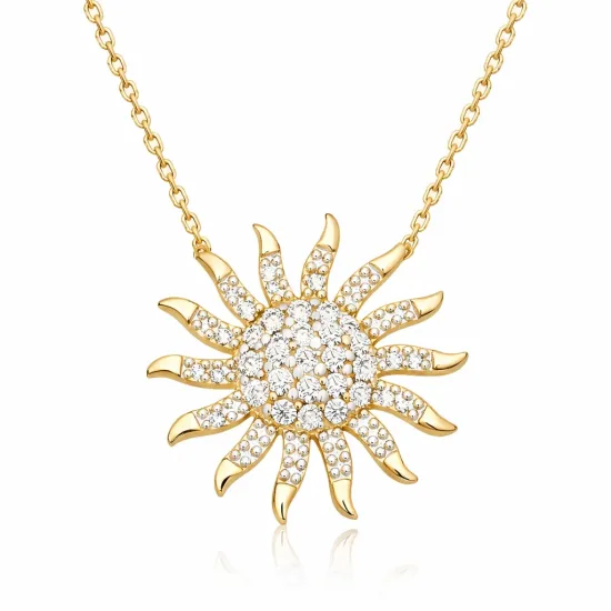 Gümüş Gold Güneş Kadın Kolye