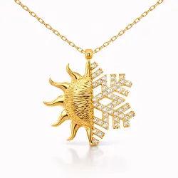 Gümüş Gold Güneş Kartanesi Bayan Kolye