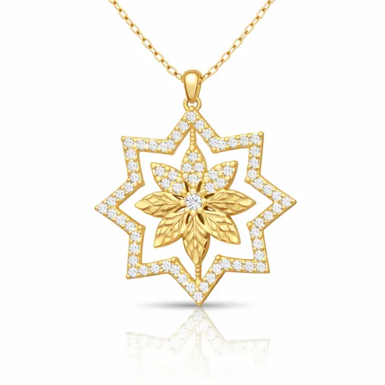 Gümüş Gold Kar Tanesi Kadın Kolye