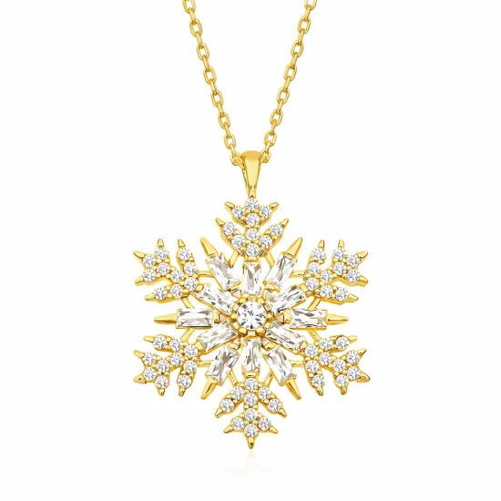 Gümüş Gold Kar Tanesi Kolye