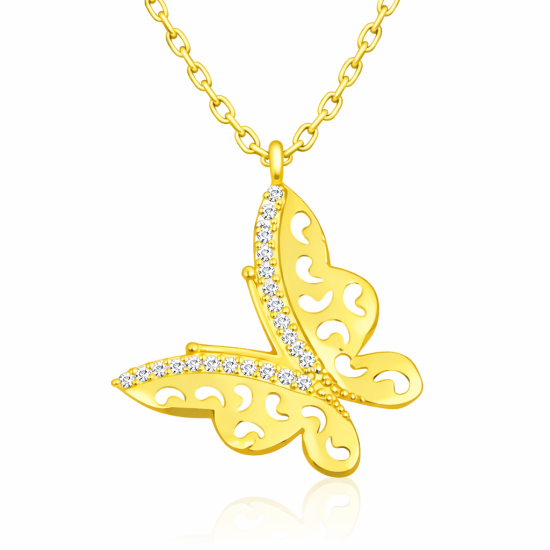 Gümüş Gold Kelebek Bayan Kolye