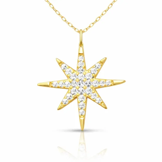 Gümüş Gold Kutup Yıldızı Kadın Kolye