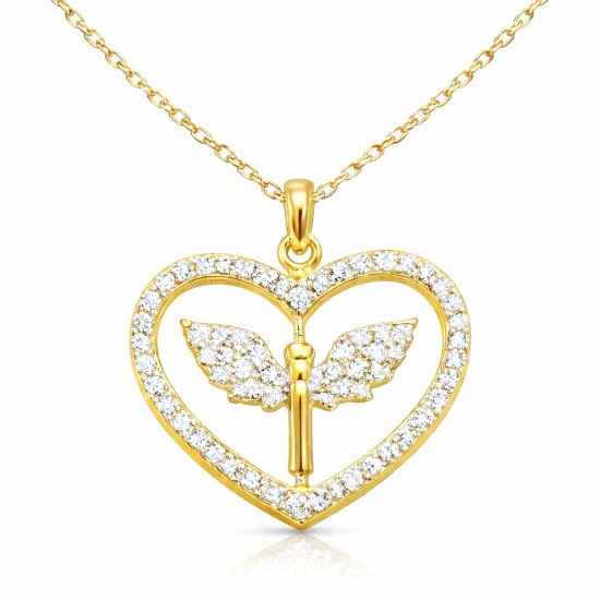 Gümüş Gold Mikail Meleği Figürlü Kalp Kadın Kolye Gümüş Gold Mikail Meleği Figürlü Kalp Kadın Kolye