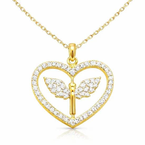 Gümüş Gold Mikail Meleği Figürlü Kalp Kadın Kolye Gümüş Gold Mikail Meleği Figürlü Kalp Kadın Kolye