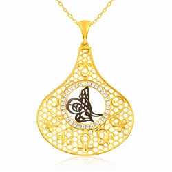 Gümüş Gold Tuğra Bayan Kolye