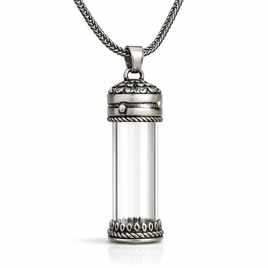 Gümüş İçi Açılabilen Muska Kabı Cevşen Erkek Kolye