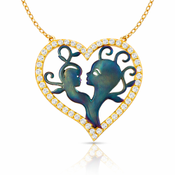 Gümüş Kalpli Anne Çocuk Kolyesi