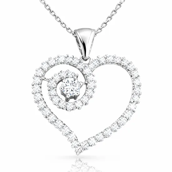 Gümüş Kalpli Bayan Kolye