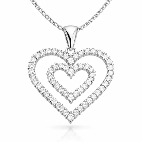 Gümüş Kalpli Bayan Kolye