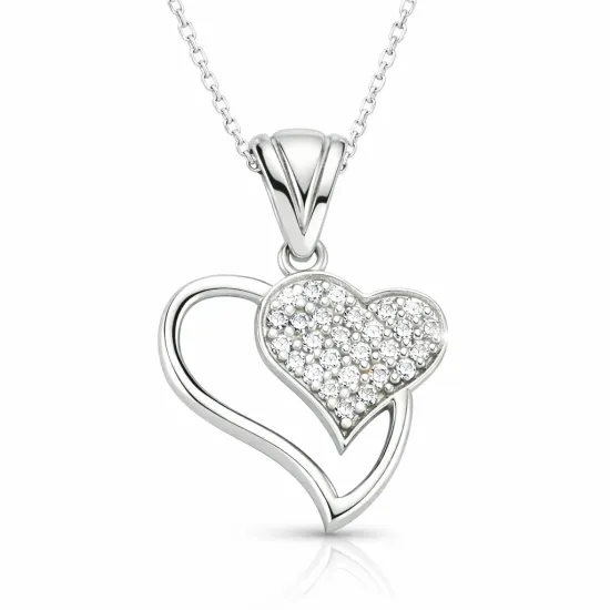 Gümüş Kalpli Bayan Kolye
