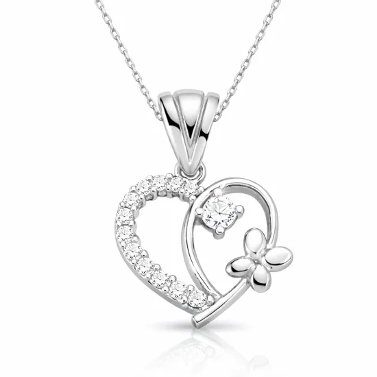 Gümüş Kalpli Bayan Kolye