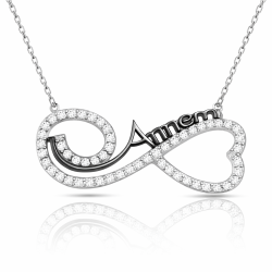 Gümüş Kalpli Sonsuzluk Annem Kolye