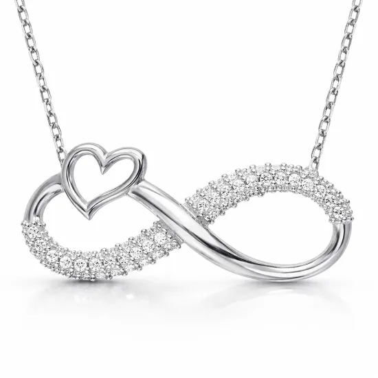 Gümüş Kalpli Sonsuzluk Bayan Kolye