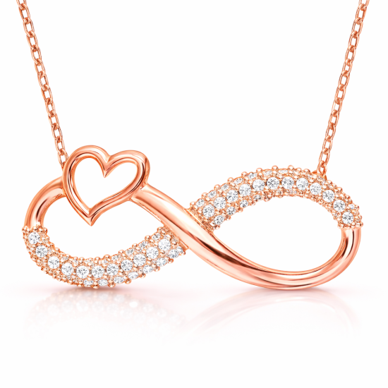 Gümüş Kalpli Sonsuzluk Bayan Kolye