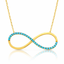 Gümüş Firuze Taşlı Sonsuzluk Bayan Kolye