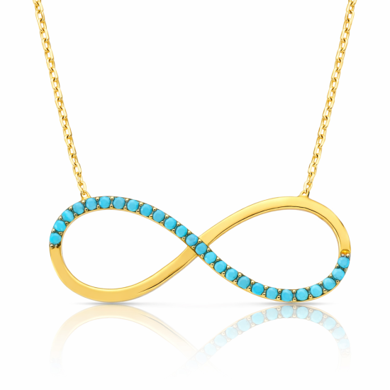 Gümüş Firuze Taşlı Sonsuzluk Bayan Kolye