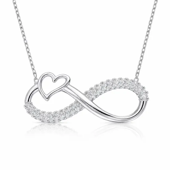 Gümüş Kalpli Sonsuzluk Bayan Kolye