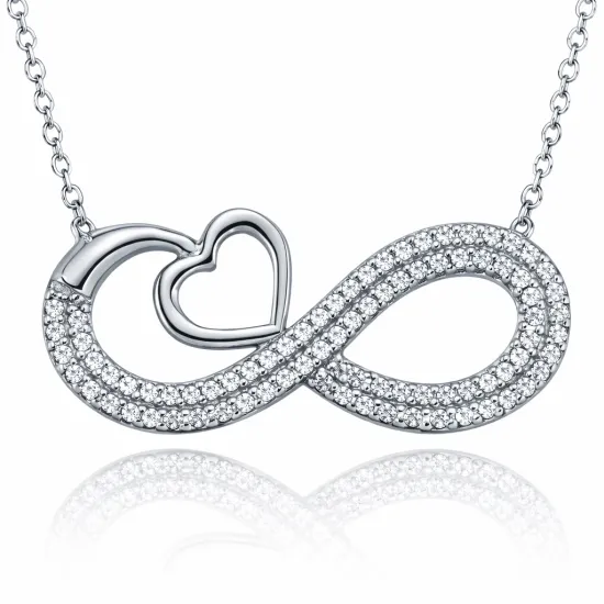 Gümüş Kalpli Sonsuzluk Bayan Kolye