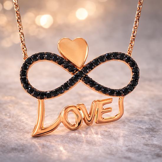 Gümüş Kalpli Sonsuzluk Love Bayan Kolye
