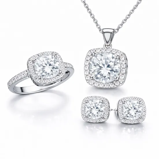 Gümüş Kare Montür Bayan Set