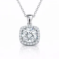 Gümüş Kare Montür Tek Taş Kolye