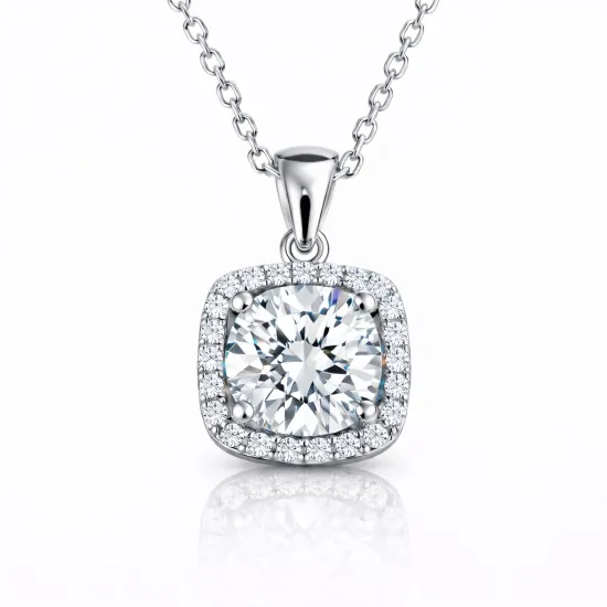 Gümüş Kare Montür Tek Taş Kolye