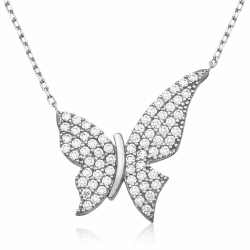 Gümüş Kelebek Bayan Kolye