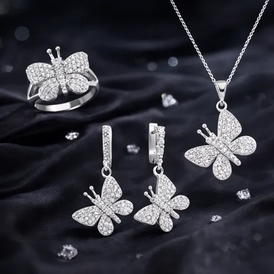 Gümüş Kelebek Bayan Set