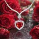 Gümüş Kırmızı Zirkon Taşlı Kalp Kadın Kolye