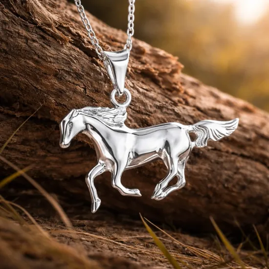 Gümüş Koşan At Kolye