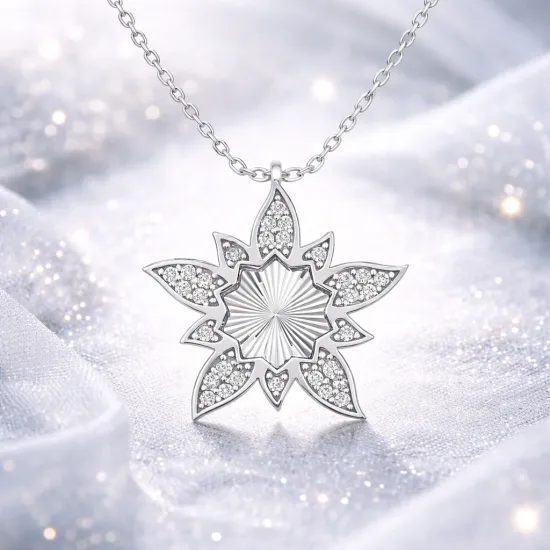 Gümüş Lotus Çiçeği Bayan Kolye Gümüş Lotus Çiçeği Bayan Kolye