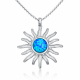 ​Gümüş Mavi Opal Taşlı Güneş Kadın Kolye